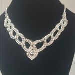 Regal Rhinestone Twisted Chevron Drop Silver Bridal Prom Formal Wear Necklace Photo 6