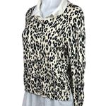 DKNY NWOT Black White Leopard Print Layered Long Sleeve Collar Sweater Top Sz L Photo 1