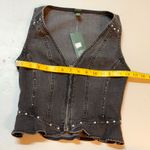 Wild Fable Womens XXS Black Denim Vest Ruffle Studded Zip V-neck Biker Western Photo 1