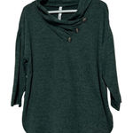 Ny Collection  Green Quarter Sleeve Cowl Neck Sweater‎ Wooden Buttons Size XL Photo 0