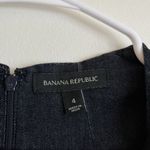 Banana Republic Sleeveless Denim Dress Women's Size 4 Dark Rinse Wash Slit Neck Photo 2