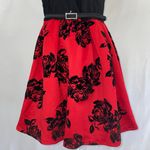 Crystal Doll New Floral Velvet Belted Fit & Flare Mini Party Dress Red Black Juniors Size 11 Photo 7
