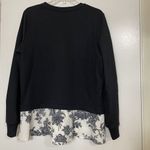 Jason Wu  black crew neck floral hem sweatshirt sweater size medium Photo 4