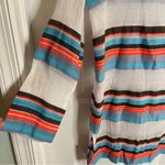 Lemlem  Thin Ivory Pull-over Hoodie with Colorful Stripes Size Medium Photo 1