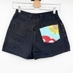 EXPRESS No 4 Womens Y2K Boho Hippie Floral Mushroom Paint Denim Shorts Size 3/4 Photo 4