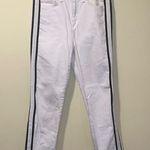 Veronica Beard Womens  Carly 11” Kick Flare Jeans White with Black Racing Stripes Photo 3