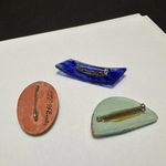 Lot Of 3 Handmade Hand Crafted Novelty Brooch Pins Wood Glass Ceramic Photo 4