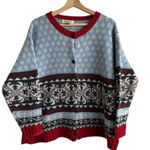 Eddie Bauer Y2K VTG Nordic Fair Isle Lambswool Cardigan Knit Sweater XL Photo 0