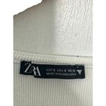 ZARA  White Ruffled Cap Sleeve Ribbed Cropped Top Women's Size Small Photo 4