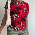 Hawaiian Print Sheer Shirt Red Size M Photo 1