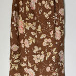 Talbots Brown Floral Linen Midi/maxi Pencil Skirt Size 10P Photo 0
