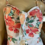 SOFIA JEANS X SOFIA VERGARA BEIGE LINEN W/ PEACH & GREEN FLORAL PRINT TOP (XL) Orange Photo 6