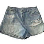 American Eagle Outfitters women's size 12 L Light Blue Distressed Jean Shorts Photo 0