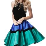 Renaissance Tricolor Halter Color Block Short Homecoming Dress Size 14 Photo 0