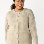 Croft & Barrow Cardigan Plus 1X Beige Womens Crewneck Textured Neutral NWT Photo 0