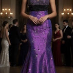 Vtg Y2K Alyce Designs Beaded Purple Mermaid Gown Goth Dark Fairy Prom Dress 0 Photo 1