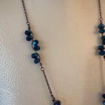 Necklace Blue single strand Lariat Faceted Iridescent glass Crystal beads Photo 1