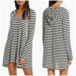 La Blanca π Slouchy Hooded Sweater Cover-Up Tunic Black White Stripes Medium NWT Photo 1