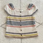 Madewell  Texture & Thread Striped Button-Front Cap Sleeve Top Cotton Blend Photo 2