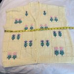 Vintage Handmade Knit Cardigan Sweater Vest Flowers Cottagecore Pink Purple Size undefined Photo 6