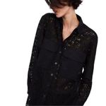 ZARA NWT Women’s Oversized Black Lace Pocket Front High-low Blouse Photo 1