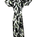 Fred David NWT  White Black Green Floral Leaf Adjustable Belted Dress Size Medium Photo 0