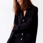 Sleeper  Black Button Down Pajama Top large Photo 0