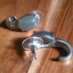 Madagascar Fire Labradorite Stainless Steel Solitaire Stud Earrings Photo 4