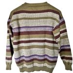 VTG Emmiol Womans Striped Crew Neck Knit Sweater Small Pistachio Green Purple Photo 1