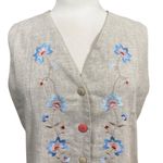 Petite Sophisticate Vintage Vest Size L Beige Embroidered Floral Made in USA Photo 1