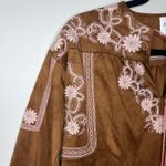 MISA Los Angeles  Brown MicroSuede Embroidered Top Blouse SZ XS Boho Hippie NWOT‎ Photo 2