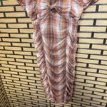 Madden NYC Brown And Orange Plaid‎ Ruched Dress Size Large Photo 4