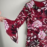 Bar III  Women’s Floral Ruffled Fit & Flare Dress Bell Sleeves Lined Size 2 Red Photo 1