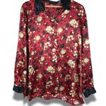 Impressions Vintage Oriental Floral Satin Long Sleeve Lounge Pajama Shirt XL Photo 0