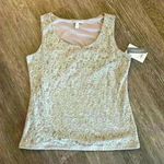 Dana Buchman NWT Beige Taupe Lace Tank Top Shell Sleeveless romantic Size Medium Photo 0