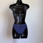 ONIA sz M Navy Blue Terry Triangle Bikini Swim Set Minimalist Resort Photo 5