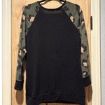 Hemish USA Tunic Sweatshirt Womens Large Black Tunic Leopard Print Camo Pullover Photo 5