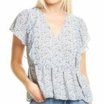 Madewell  Georgette Ruffle-Sleeve Peplum Top in Americana Floral Size Small Photo 0