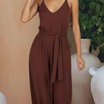 Storia Jumpsuit Womens L Rust Belted Baggy Sleeveless V-Neck Boho Indie Hippie Photo 0