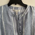 Ellen Tracy Linen Sleeveless Top Womens Blue White Stripe Button Up Neckline S Photo 8