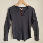 Knox Rose Woman's Long Sleeve Notch Neck Waffle knit Top Gray XXL Photo 2