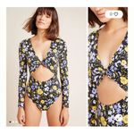 Tori Praver Swimwear Tori Praver Paige Cut-Out Rashguard Size Medium One Piece Swim Suit Floral Photo 1
