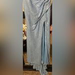 Blue Strapless Ruched Gown with Slit for Prom Size 2 Photo 2