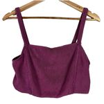 ZARA  Textured Crop Top Womens L Purple Square Neck Stretch Clean Girl Minimalist Photo 1