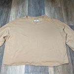 Aerie  Long Sleeve Crewneck Cropped Tee Shirt Tan Top Size XS‎ Photo 2