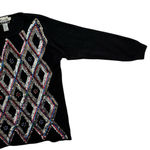 Vintage 80s Marnie West Holiday Sequin Beaded Silk Blend Sweater Size Medium Black Photo 6