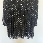 ZARA Long Sleeve Babydoll Mini Dress Black and White Polka Dot Chiffon Small Photo 4