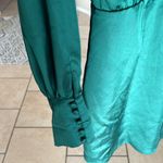 Lulus Delightful Endeavor Emerald Green Satin Long Sleeve Mini Dress Photo 7