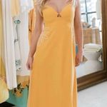 MON RENN scenic dress in mango Yellow Maxi Dress with Floral Detail NEW Size M Photo 1