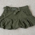 vintage green khaki belt mini pleated skirt Size M Photo 0